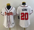 Women Nike Atlanta Braves #20 Marcell Ozuna white majestic baseball MLB Jerseys -BD