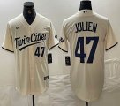 Nike Minnesota Twins #47 Edouard Julien beige majestic baseball jerseys-BD 01