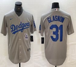 New Los Angeles Dodgers #31 Tyler Glasnow gray majestic baseball jerseys 07