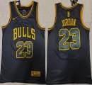 Nike Chicago Bulls #23 Michael Jordan black gold nba basketball jersey-XD