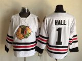 Chicago Blackhawks #1 Glenn Hall white hockey Jersey