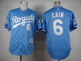 Kansas Royals #6 Lorenzo Cain skyblue #1985 throwback baseball jerseys