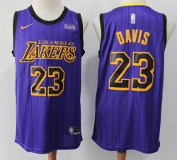 Nike Los Angeles Lakers #23 Anthony Davis purple basketball jerseys-S8