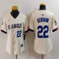 Women Nike Los Angeles Dodgers #22 Clayton Kershaw beige fashion majestic baseball Jerseys-BD 02