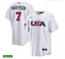 2023 World Cup #7 Anderson white USA majestic baseball jerseys