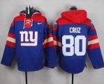 Custom Nike New York Giants #80 Cruz red blue NFL Hooded Sweatshirt