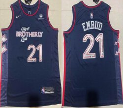 Nike Philadelphia 76ers #21 Joel Embiid blue basketball Jerseys city version-XD