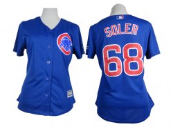 2015 women Chicago Cubs Soler #68 white Blue stripes MLB baseball Jersey