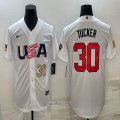 2023 World Cup #30 Kyle Tucker white USA majestic baseball jerseys 04