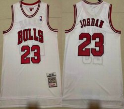 Chicago Bulls #23 Michael Jordan white throwback nba basketball jerseys -XD