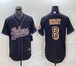 Nike Los Angeless Lakers #8 Kobe Bryant black baseball jerseys Joint name-BD