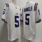 LSU Tigers College Football #5 Jayden Daniels white ncaa jersey