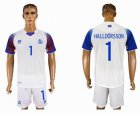 2018 World cup Iceland team #1 HALLDORSSON White soccer jersey away