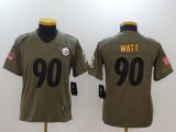 Youth Nike Pittsburgh Steelers #90 T. J. Watts green USA flag Color Rush Limited Jersey