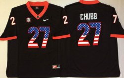 Georgia Bulldogs Nick Chubb 27 USA Flag College Football Limited Jerseys - Black