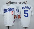 Customized women Los Angeles Dodgers #5 Corey Seager white Stitched Baseball Jersey