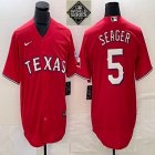 2023 world series Nike Texas Rangers #5 Seager red majestic baseball jerseys