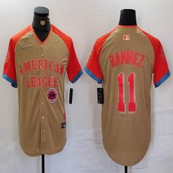 American League #11 Jose Ramirez Nike Cream 2024 MLB All-Star Game Limited Player Jersey 04