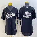 Women Los Angeles Dodgers blank black majestic baseball Jerseys-BD 05