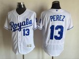 2016 Kansas City Royals #13 Salvador Perez white Flexbase Authentic Collection Jersey