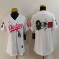 Women Nike Los Angeles Dodgers white pink fashion MLB baseball Jersey-Joint name-BD 05