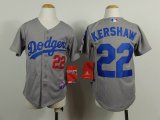 Los Angeles Dodgers #22 Clayton Kershaw gray kid MLB Jerseys