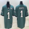 2023 NFL Super Bowl Nike Philadelphia Eagles #1 Jalen Hurts green Color Rush Limited Jersey