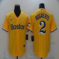 Nike Boston Red Sox #2 Bogaerts Yellow 2021 City Connect majestic baseball Jersey-BD