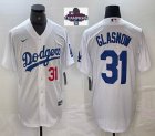 2024 World Series Champions Los Angeles Dodgers #31 Tyler Glasnow white majestic baseball jerseys 02