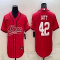 Nike 49ers #42 Ronnie Lott red baseball jerseys Joint name-BD