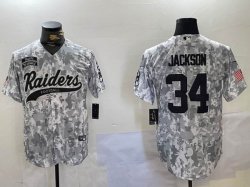 Las Vegas Raiders 34# Bo Jackson Nike Arctic Camo 2024 Salute to Service Limited Jersey Joint name-BD