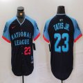 National League #23 Fernando Tatis Jr. Nike Navy 2024 MLB All-Star Game Limited Player Jersey 03