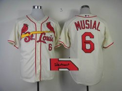 St Louis Cardinals MUSIAL 6 cream MLB signature Jerseys