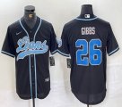 Nike Detroit Lions #26 Jahmyr Gibbs black baseball Joint name -BD