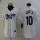 Customized Women Los Angeles Dodgers #10 Justin Turner white baseball jersey 2020 World Series-BD