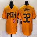 Nike Pittsburgh Pirates #32 Henry Davis Yellow MLB baseball Jerseys city version 02