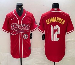 Nike Philadelphia Phillies #12 Schwarber red majestaic baseball jersey Joint name -BD 01