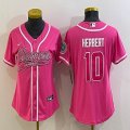 Women Nike Chargers #10 Justin Herbert pink baseball jerseys Joint name-BD