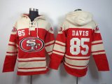 San Francisco 49ers #85 Vernon Davis red beige nfl Hooded Sweatshirt