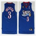 Philadelphia 76ers 3# Allen Iverson blue nba jersey 10th patch