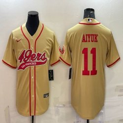 Nike 49ers #11 Brandon Aiyuk yellow baseball jerseys Joint name-BD