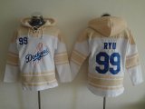 Los Angeles Dodgers 99# Hyun-Jin Ryu white beige baseball Hooded Sweatshirt