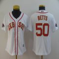 Women Authentic Boston Red Sox #50 Mookie Betts white baseball Jersey-BD