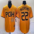 Nike Pittsburgh Pirates #22 Andrew McCutchen Yellow MLB baseball Jerseys city version 01