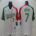 Nike Los Angeles Dodgers #7 Julio Urias white red green majestic baseball jerseys