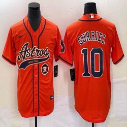 Nike Houston Astros #10 Yuli Gurriel orange majestic baseball jerseys big logo Joint name -BD 02