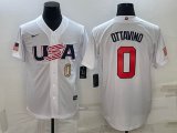 2023 World Cup #0 Adam Ottavino white USA majestic baseball jerseys 03