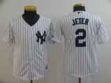 Youth New York Yankees #2 Derek Jeter white mlb jerseys