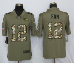 Nike Seattle Seahawks 12 Fan Olive Camo Carson 2017 Salute to Service Limited Jersey