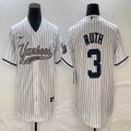 Nike New York Yankees #3 Babe Ruth white majestic baseball Jersey Joint name 01